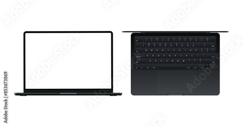 Realistic laptop mock-up. Vector illustration
