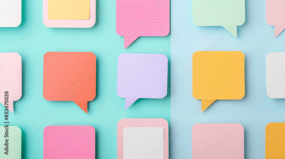 a group of colorful paper speech bubbles a group of colorful paper speech bubbles
