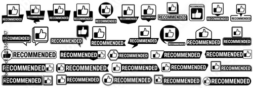 set collections recommended with thumb up icon sign. approval recommendation symbol template labels design vector illustration