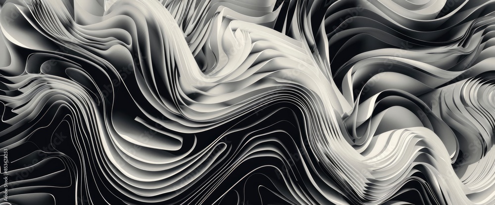 Obraz premium Monochrome Abstract Wind Patterns, Cartoon