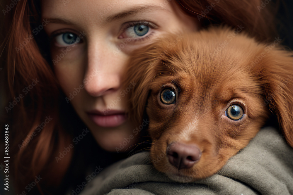 Created with generative AI photo image of young adult person love and care domestic animal pure friendship Created with generative AI photo image of young adult person love and care domestic animal pure friendship