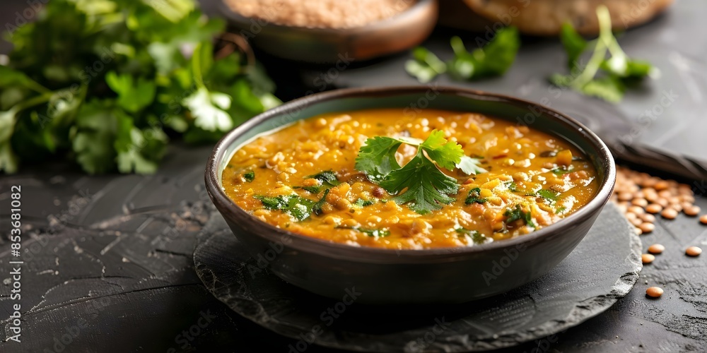 Haleem stew with wheat lentils meat and spices popular in South Asia. Concept Haleem, South Asian cuisine, Stew, Spices, Lentils Haleem stew with wheat lentils meat and spices popular in South Asia. Concept Haleem, South Asian cuisine, Stew, Spices, Lentils