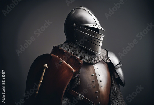 portrait of medieval knight, isolated white background
