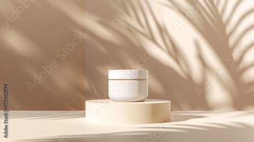 Luxurious Organic Beauty Product Presentation with Tropical Shadow Accents. Generative AI