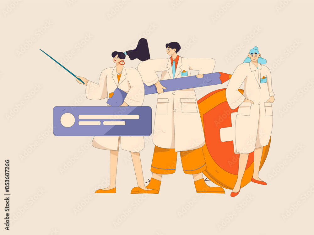 Medical characters fighting the epidemic flat vector concept operation hand drawn illustration
Medical characters fighting the epidemic flat vector concept operation hand drawn illustration