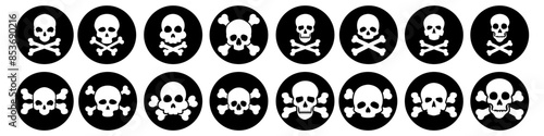 Skull and Bones vector icon set. danger illustration sign collection. poison symbol or logo.