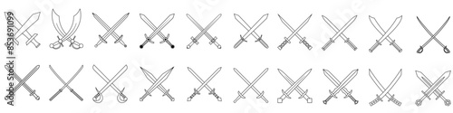 Sword icon vector set. saber illustration sign collection. weapon symbol. steel logo.
