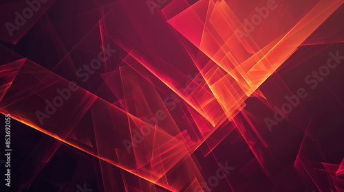 Orange and Burgundy glowing abstract geometric lines. PowerPoint and Business background.
