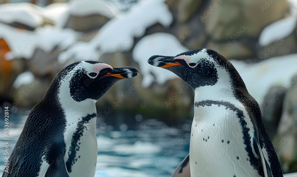 Obraz premium penguin on the snow, Generative AI