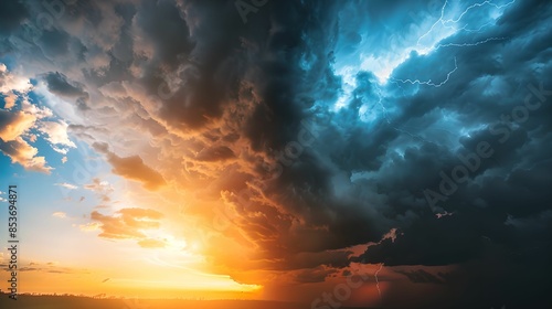 Good and Bad Weather Clouds Colliding, Dramatic Sky, colliding, good weather, bad weather, contrast