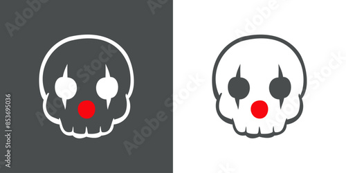 Símbolo pirata. Logo de calavera humana con maquillaje de payaso para invitaciones y tarjetas de Halloween