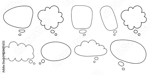Collection of Hand Drawn Thought Bubbles in Various Shapes