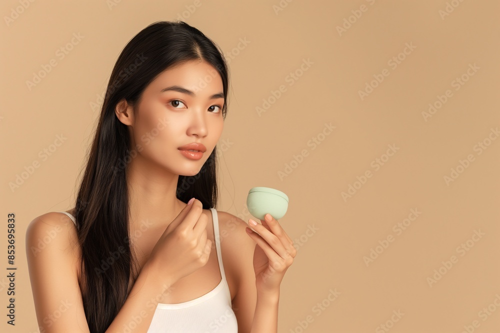 Young Woman Applying Facial Cream for Skincare Routine Young Woman Applying Facial Cream for Skincare Routine