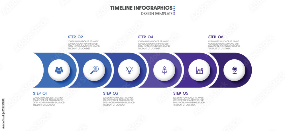 Obraz premium Strategy business success with 6 steps. Infographic process design circle format. Vector graphics