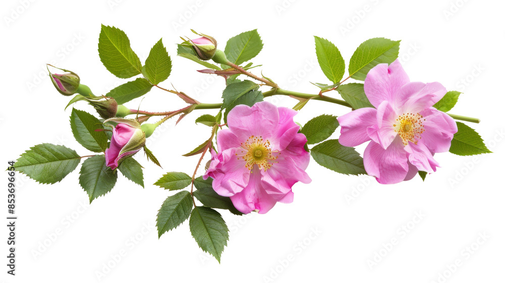 Obraz premium Rosa damascena flower on white background