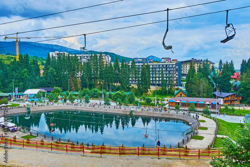 The chair lift above the Trout Pond, Bukovel, Ukraine photo