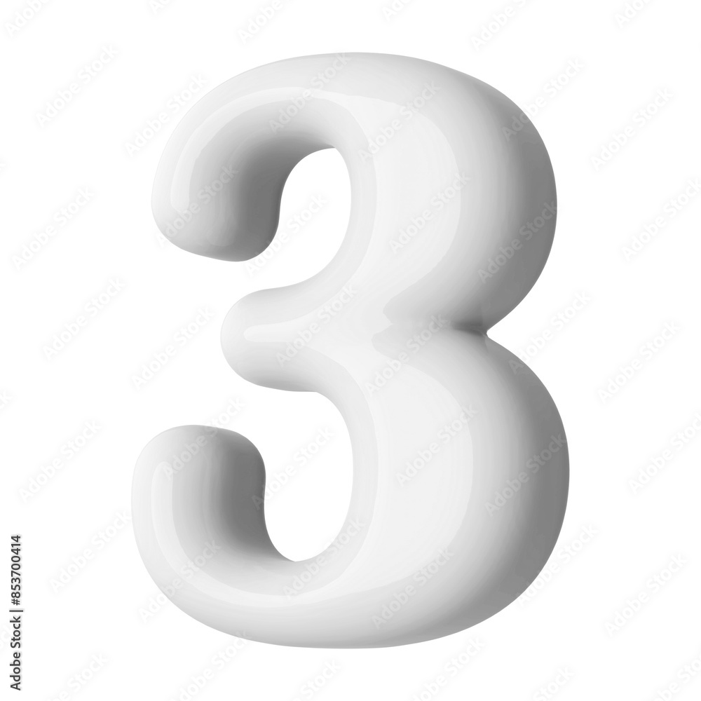 White 3D Number 3 White 3D Number 3