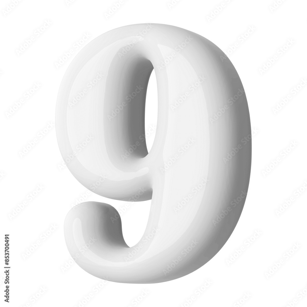 White 3D Number 9 White 3D Number 9