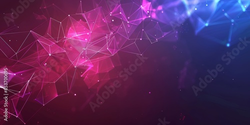 Abstract geometric network with pink and blue lights