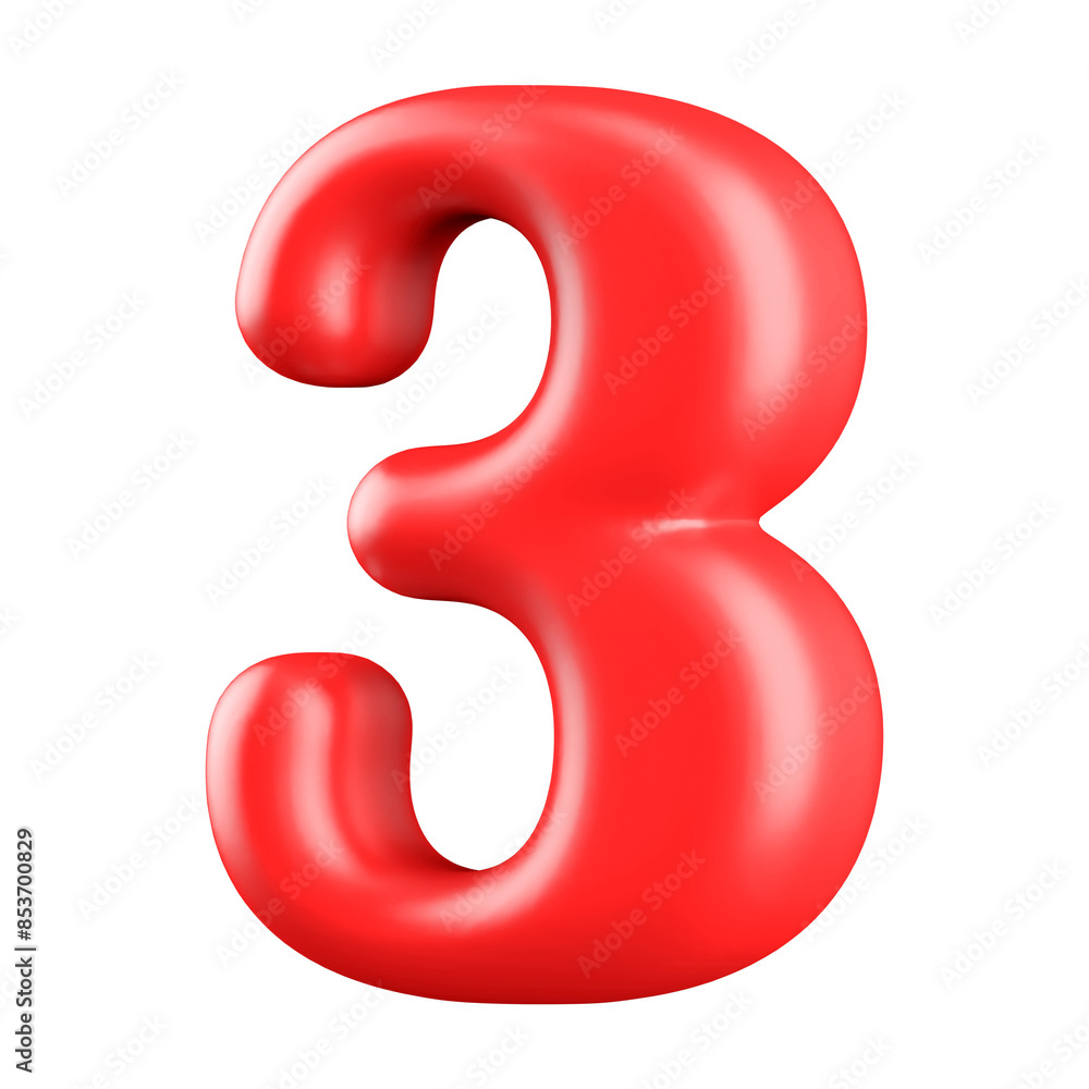 Red 3D Number 3 Red 3D Number 3