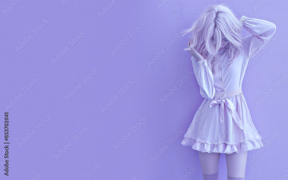 Sensual girl on a purple background. Stylish minimal monochrome design Sensual girl on a purple background. Stylish minimal monochrome design