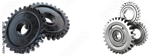 3D gears illustration isolated on transparent background, png 3D gears cutout