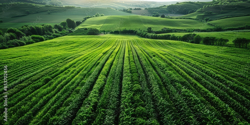 Aerial View of Lush Green Farmland Aerial View of Lush Green Farmland