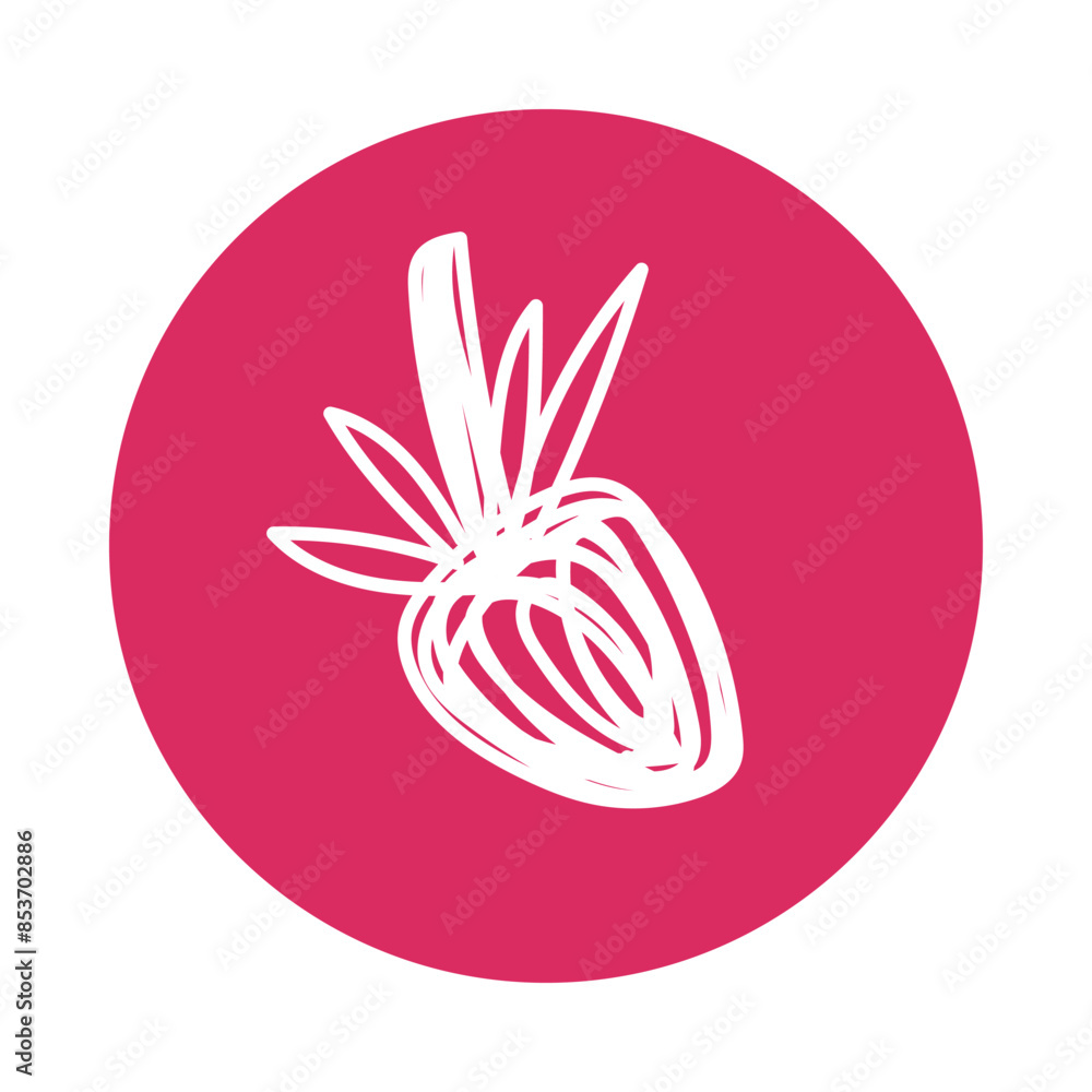 Strawberry. Fruit berry sketch. Pencil drawing illustration. Pen or marker color symbol. Round icon Strawberry. Fruit berry sketch. Pencil drawing illustration. Pen or marker color symbol. Round icon