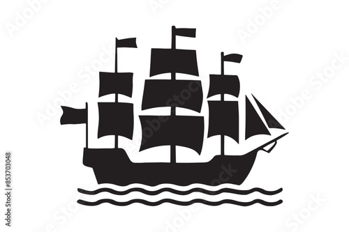 Pirate Ship Silhouette Logo Icon vector