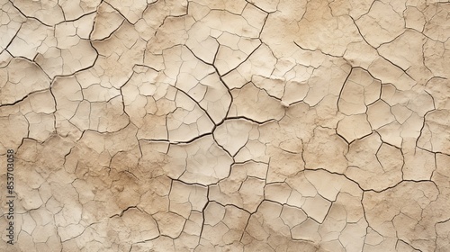 Close-up of cracked, dry earth texture background, showcasing arid climate effects and natural patterns. photo