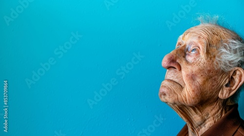 old man with Disgust: Nose wrinkles, lip curls, revulsion evident, recoiling in distaste photo