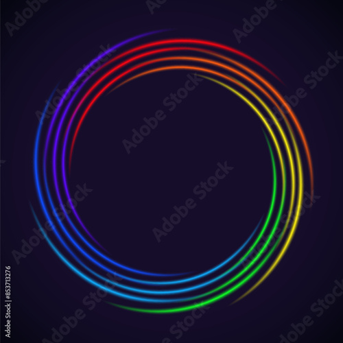 Glowing Rainbow Color Round Frame. Perfect vector clip art for your design.