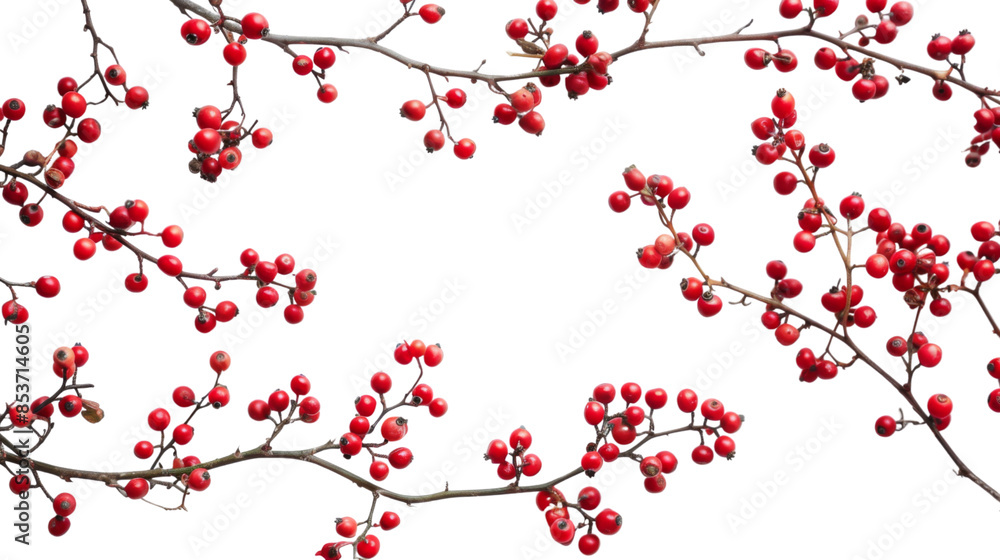 Fototapeta premium Holly branch with berry , Christmas winter, on white background 