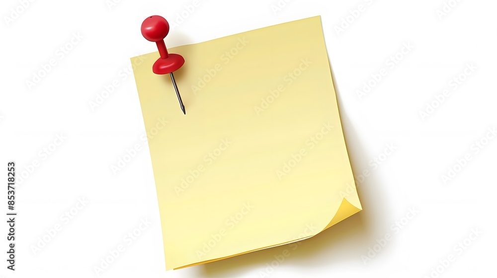 Vector illustration of a yellow sticky note with a red pushpin on a white background, perfect for reminders and quick notes Vector illustration of a yellow sticky note with a red pushpin on a white background, perfect for reminders and quick notes