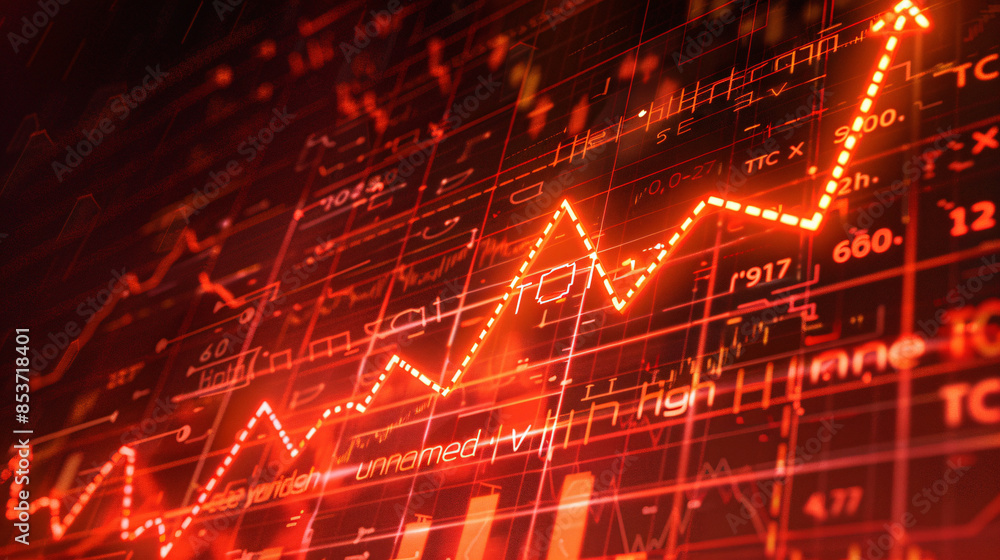 a red graph with lines and numbers a red graph with lines and numbers