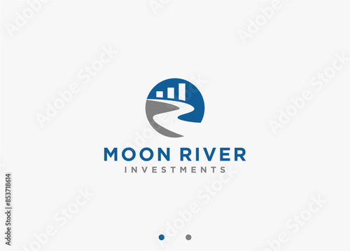 river with chart logo design vector silhouette illustration