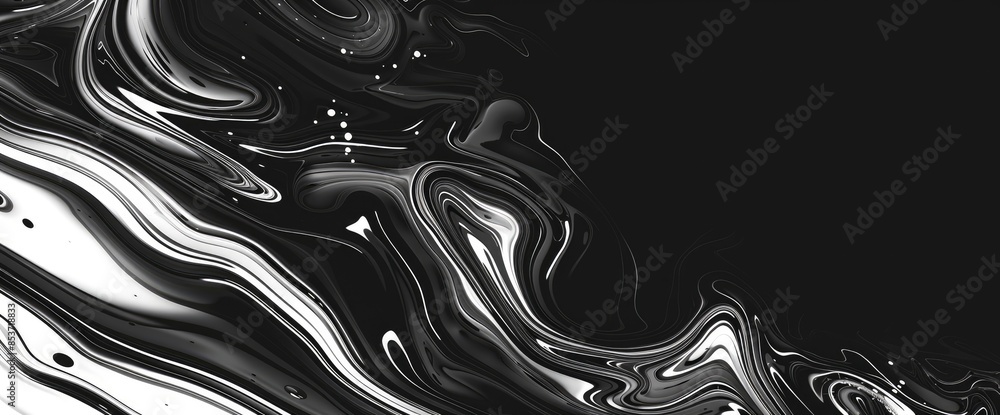 Monochrome Abstract Oil Slick, Cartoon Monochrome Abstract Oil Slick, Cartoon