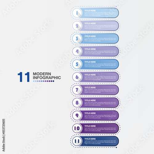 Modern infographic with 11 steps and business icons for presentation.