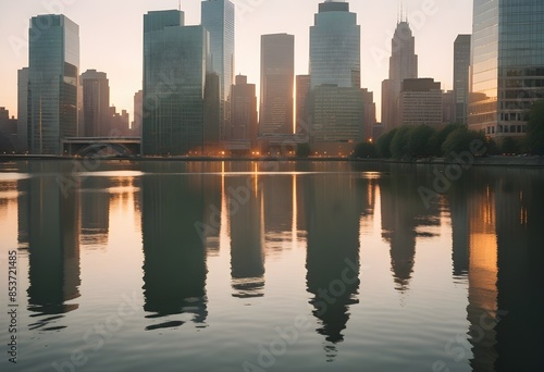 Panorama of a large city with skyscrapers, surrounded by a river © Photo by mQ