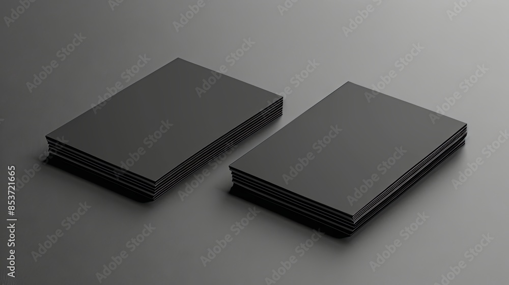 Two black blank business cards for mock up, 3d rendering Two black blank business cards for mock up, 3d rendering