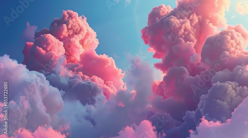 Amazing beautiful pink cloudscape with a gradient of blue sky.