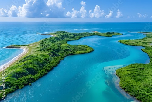 Wallpaper Mural Aerial View of Lush Green Islands with Turquoise Water, Perfect for Summer Vacation Poster Design Torontodigital.ca