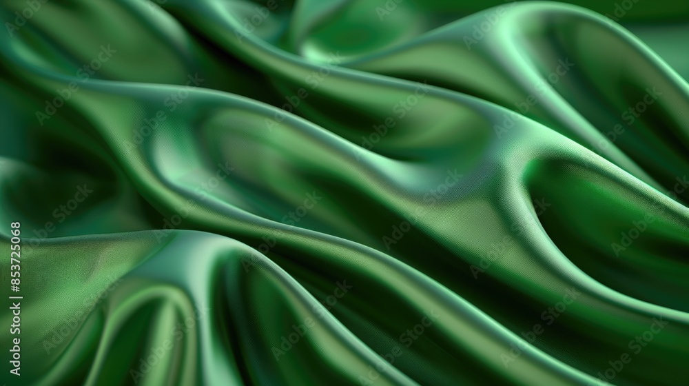 Abstract background with green silk fabric, draped in waves and folds. Abstract background with green silk fabric, draped in waves and folds.