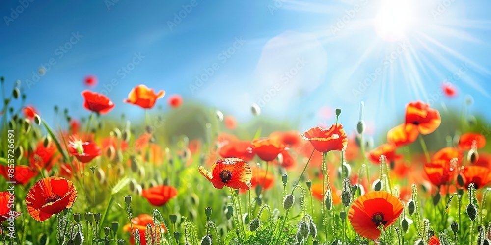 Poppy Field Under a Sunny Sky Poppy Field Under a Sunny Sky