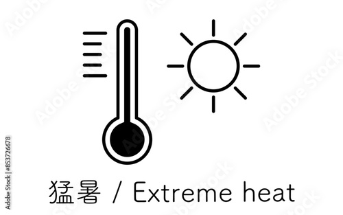 Simple line drawing icon of natural disasters, Extreme heat
