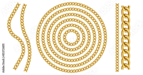 Gold chain set. Vector necklace.