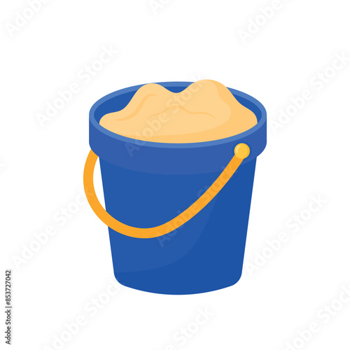Blue sand bucket icon vector illustration for kids summer beach holiday