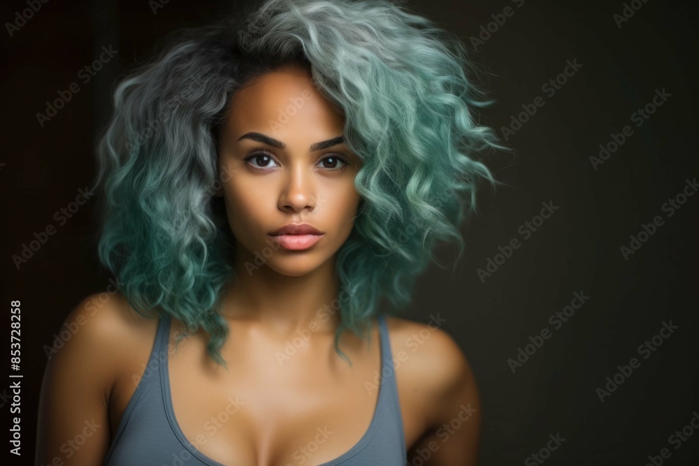 woman with green hair portrait background close-up woman with green hair portrait background close-up