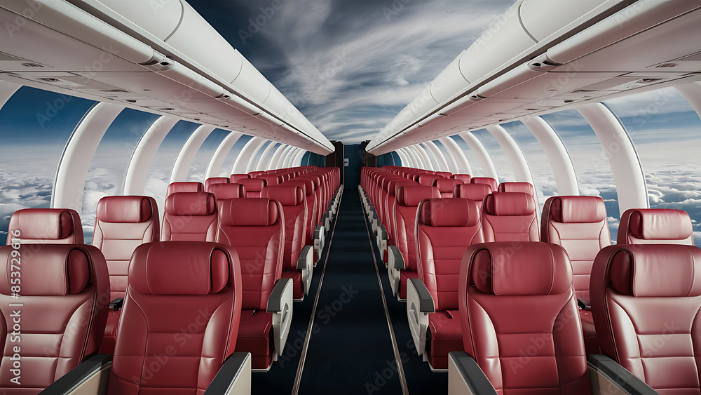 Fototapeta premium seats in modern empty airplane