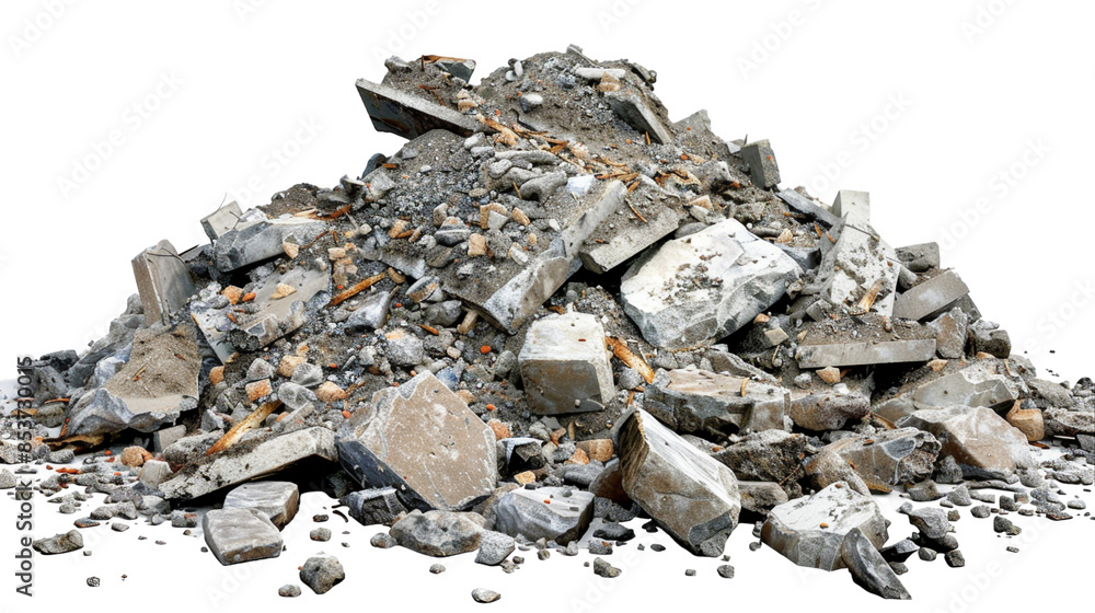 Pile of rubble and debris, isolated on white. Pile of rubble and debris, isolated on white.